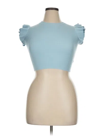 Katie J Nyc Short Sleeve Top Blue Sweetheart Neckline Tops
