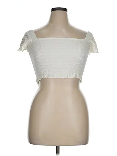 Pre-owned Katie J Nyc Short Sleeve Top Ivory Strapless Neckline Tops