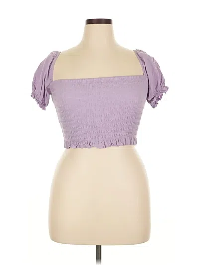 Pre-owned Katie J Nyc Short Sleeve Top Purple Sweetheart Neckline Tops