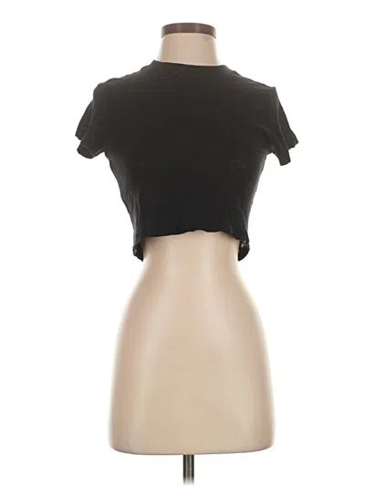 Pre-owned Katie J Nyc Short Sleeve Turtleneck In Black