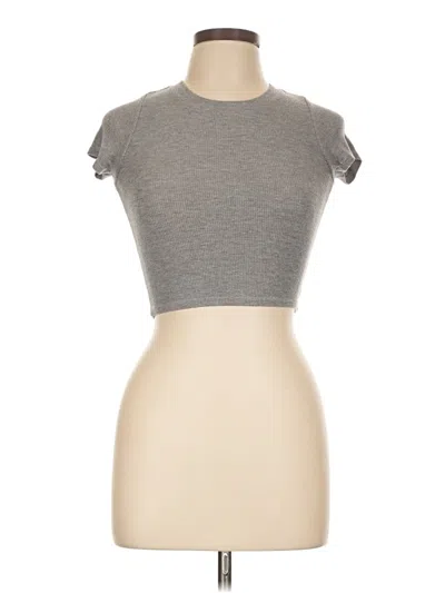 Pre-owned Katie J Nyc Short Sleeve Turtleneck In Gray