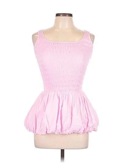 Pre-owned Katie J Nyc Sleeveless Top Pink Square Neckline Tops