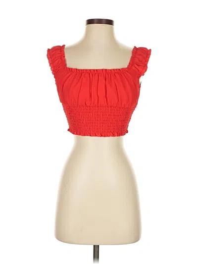 Pre-owned Katie J Nyc Sleeveless Top Red Strapless Neckline Tops