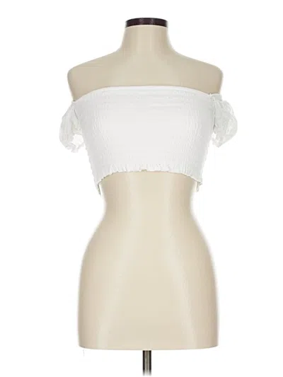 Pre-owned Katie J Nyc Sleeveless Top White Strapless Neckline Tops