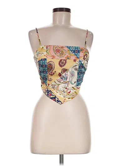 Pre-owned Katie J Nyc Tank Top Gold Strapless Neckline Tops