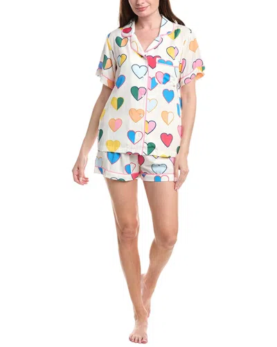 Katie Kime 2pc Amour Pajama Short Set In White