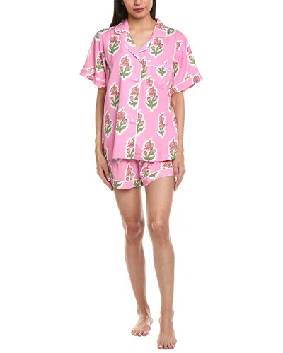 Katie Kime 2pc Floret Pajama Short Set In Pink