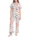 Katie Kime 2pc Love Notes Pajama Pant Set In White