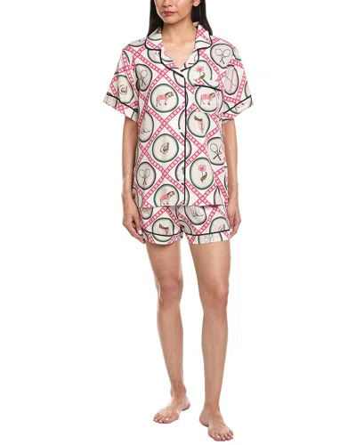 Katie Kime 2pc Saddles & Swings Country Club Pajama Short Set In Pink