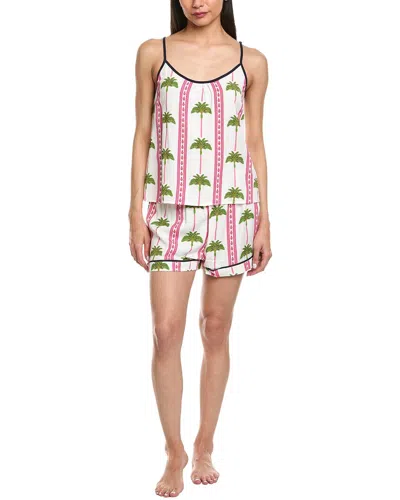 Katie Kime 2pc Tropical Palm Cami & Short Pajama Set In Pink