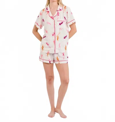 Katie Kime Bluebird Day Short Pajama Set In Ski Print In Multi