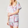 Katie Kime California Toile Pajama Short Set In Light Blue Pink