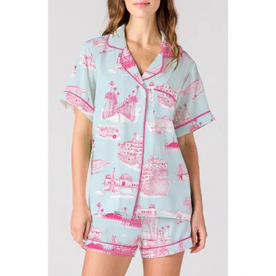 Katie Kime California Toile Short Pajamas In Blue