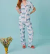 Katie Kime Cosmic Cheetah Pajama Pant Set In Light Blue