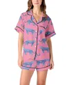 Katie Kime Cosmic Cheetah Pajama Shorts Set In Pink