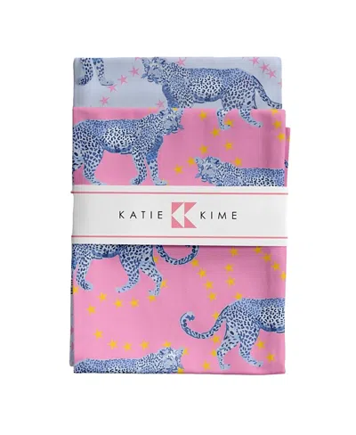Katie Kime Cosmic Cheetah Tea Towel, Set Of 2 In Pink