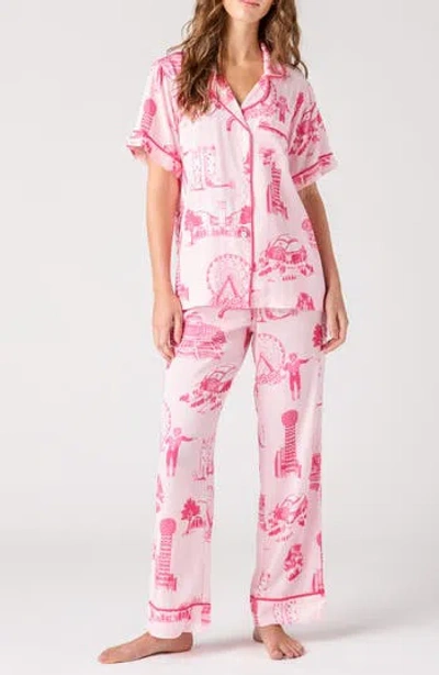Katie Kime Dallas Toile Cotton Blend Pajamas In Pink
