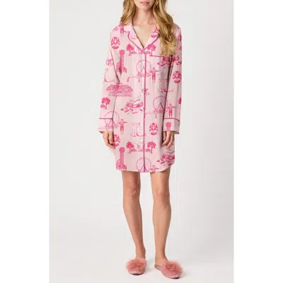 Katie Kime Dallas Toile Cotton Blend Sleep Shirt In Pink