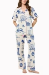 Katie Kime Dallas Toile Pajama  Set In Blue