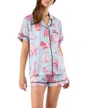 Katie Kime Dallas Toile Pajama Shorts Set In Blue
