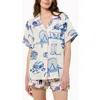 Katie Kime Dallas Toile  Shorts Set In Blue