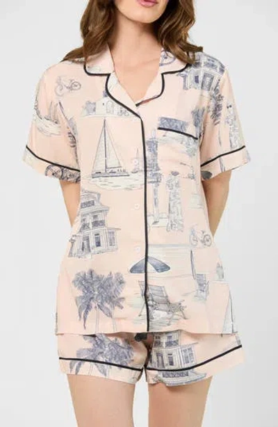 Katie Kime Florida Toile Short Pajamas In Pink