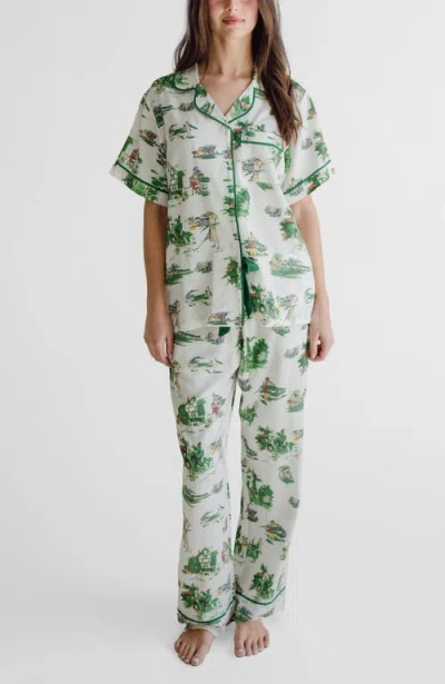 Katie Kime Golf Toile Pajama Pants Set In Multi