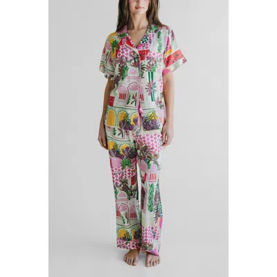 Katie Kime Greco Garden Pajama Pants Set In Multi