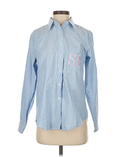 Pre-owned Katie Kime Long Sleeve Button Down Shirt In Blue