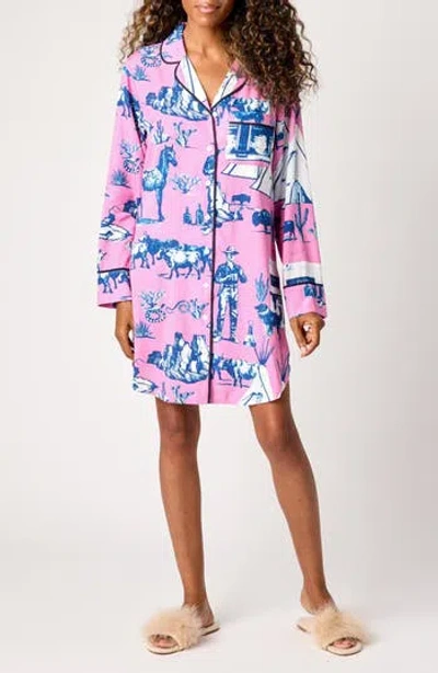 Katie Kime Marfa Toile Cotton Blend Sleep Shirt In Multi