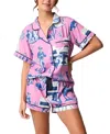 Katie Kime Marfa Toile Pajama Shorts Set In Pink
