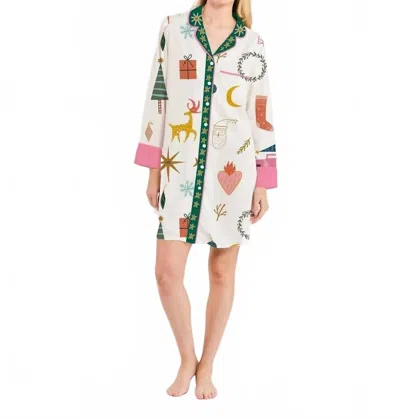 Katie Kime Mod Holiday Sleep Shirt In White/multi