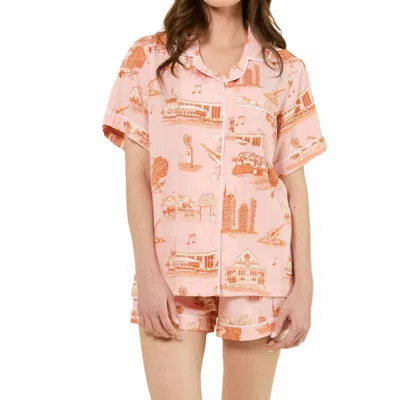 Katie Kime Nashville Toile Pajama Short Set In Pink