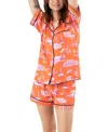 Katie Kime New York Toile Pajama Shorts Set In Orange