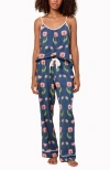 Katie Kime Rhinestone Flower Pant Set In Blue