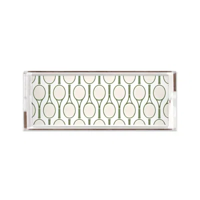 Katie Kime Tennis Time Lucite Tray In Green In White