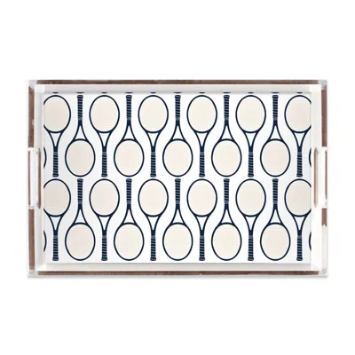 Katie Kime Tennis Time Lucite Tray In Navy In White