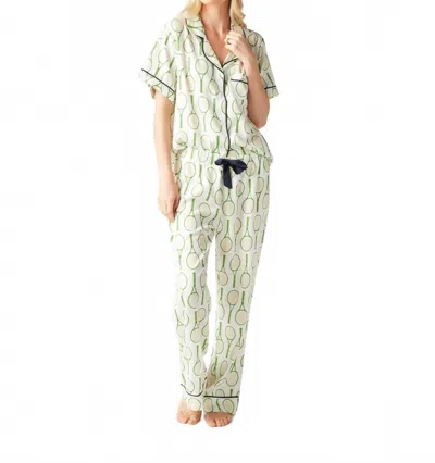 Katie Kime Tennis Time Pajama Pants Set In Green