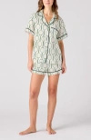 Katie Kime Tennis Time Pajama Shorts Set In Green