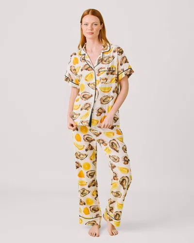 Katie Kime The World Is Your Oyster Pajama Pants Set In Yellow In Multi