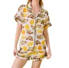 Katie Kime The World Is Your Oyster Pajama Shorts Set In Yellow In Neutral