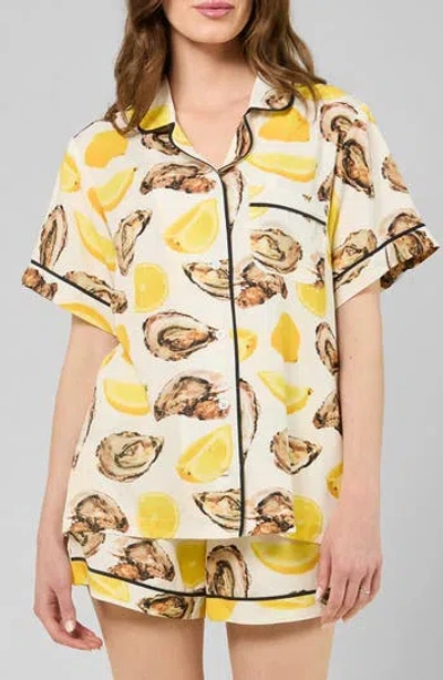 Katie Kime The World Is Your Oyster Toile Short Pajamas In Yellow