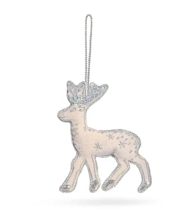 Katie Larmour Embellished Reindeer Tree Decoration In Neutral