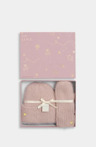 Katie Loxton Gift Boxed Hat And Mitten Set In Blush Pink