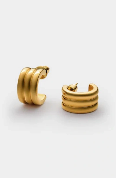 Katie Loxton Hanna Huggie Hoop Earrings In Brown