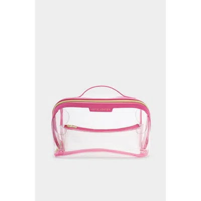 Katie Loxton Large Clear Fold-out Wash Bag In Pink