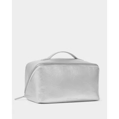 Katie Loxton Large Patent Crackle Makeup And Toiletry Bag In Silver