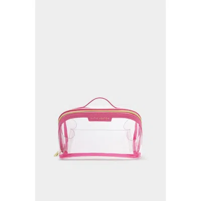 Katie Loxton Medium Clear Fold-out Wash Bag In Pink