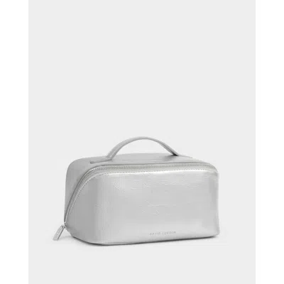Katie Loxton Medium Patent Crackle Makeup And Toiletry Bag In Silver