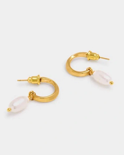 Katie Loxton Pearl Lustre Hoop Earrings In Gold